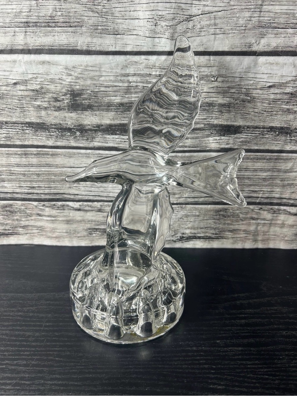 Cambridge Glass Company Vintage Crystal Seagull 10 Hole Flower Frog